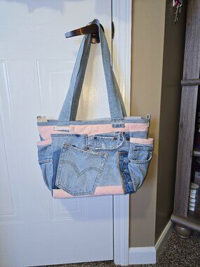 Blue & Pink Denim Levis Jean Purse Upcycled